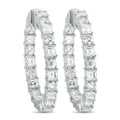 Inside-out hoop earrings in white gold with round and baguette diamond accents