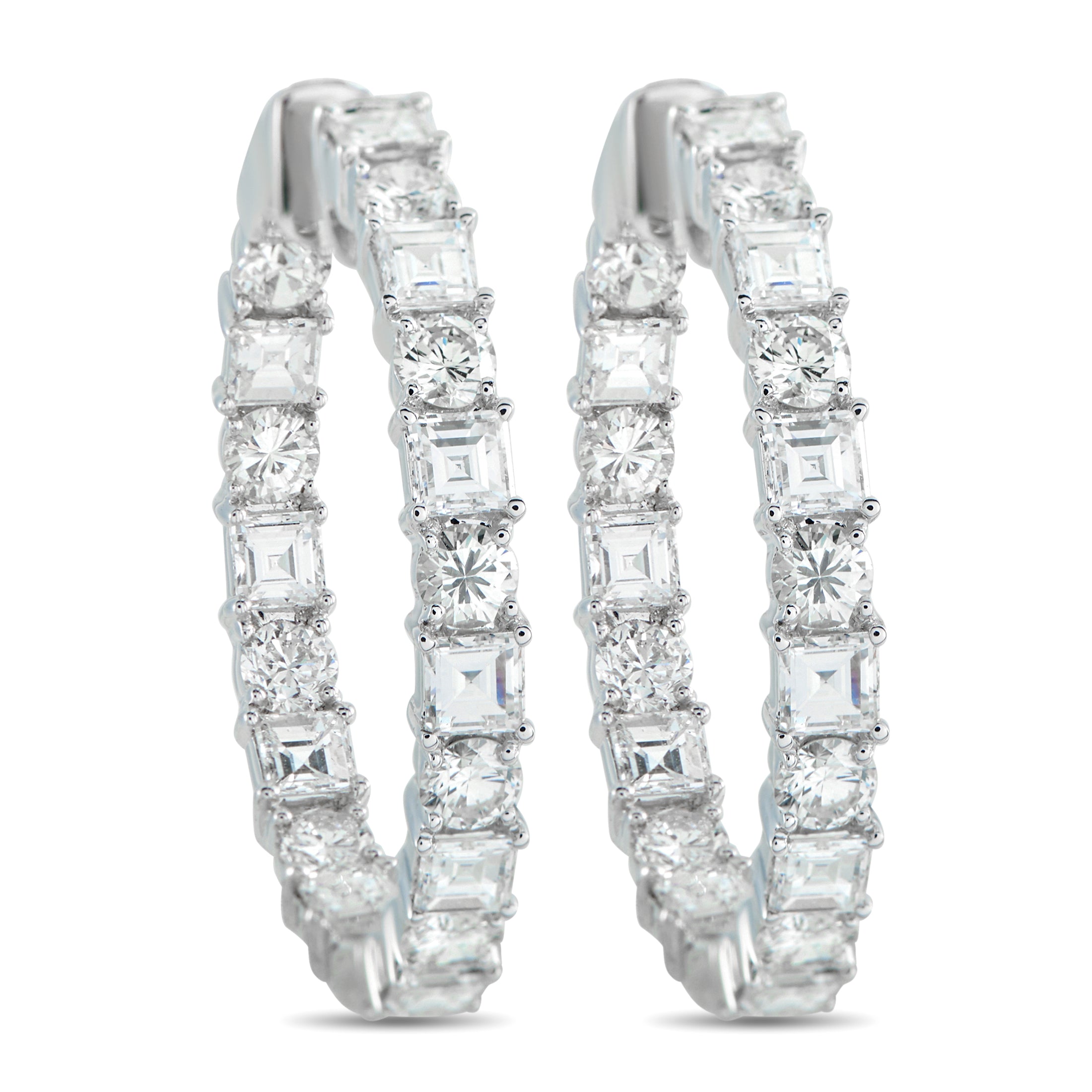 18K White Gold 6.75ct Diamond Inside-Out Hoop Earrings