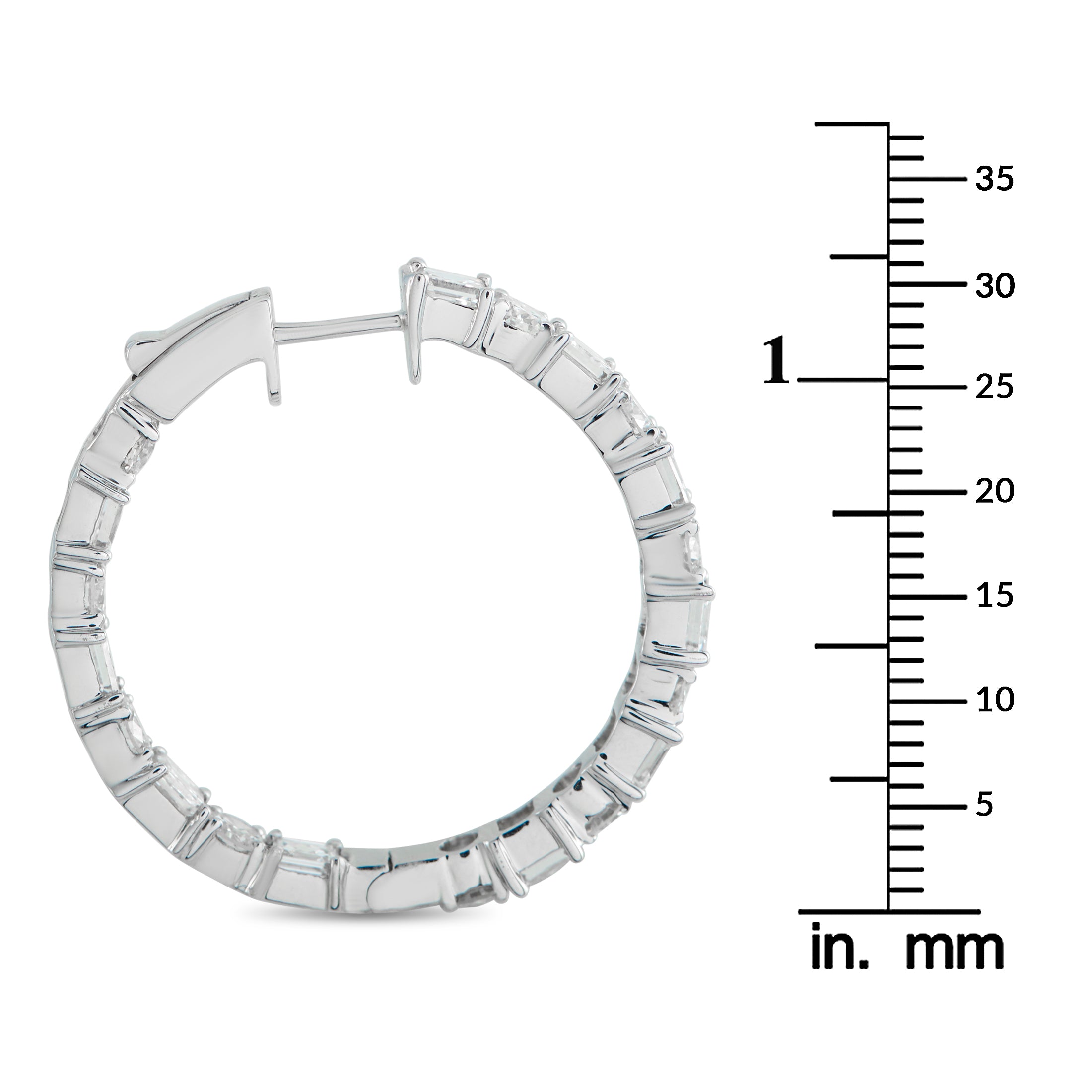 18K White Gold 6.75ct Diamond Inside-Out Hoop Earrings