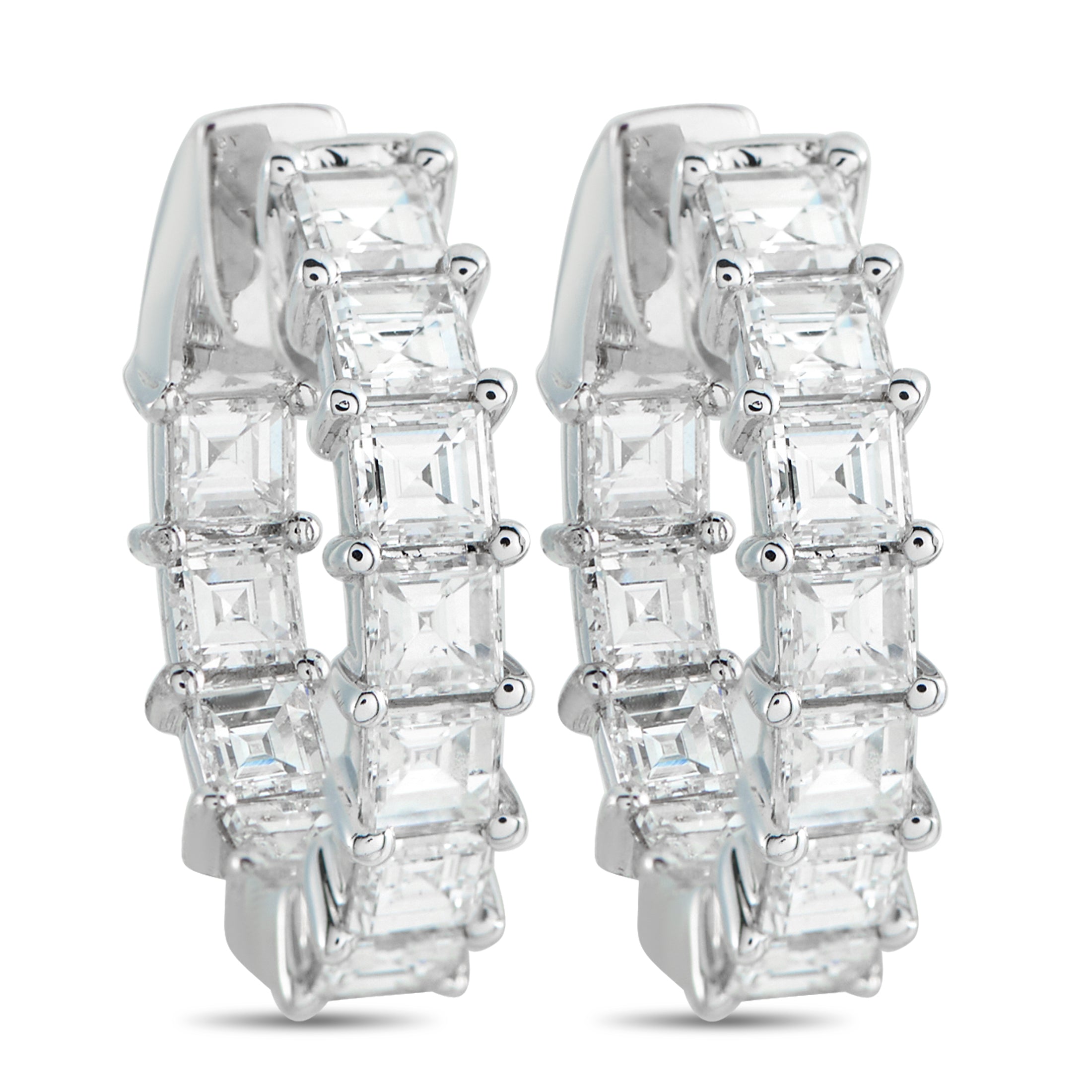18K White Gold 3.25ct Diamond Inside-Out Hoop Earrings