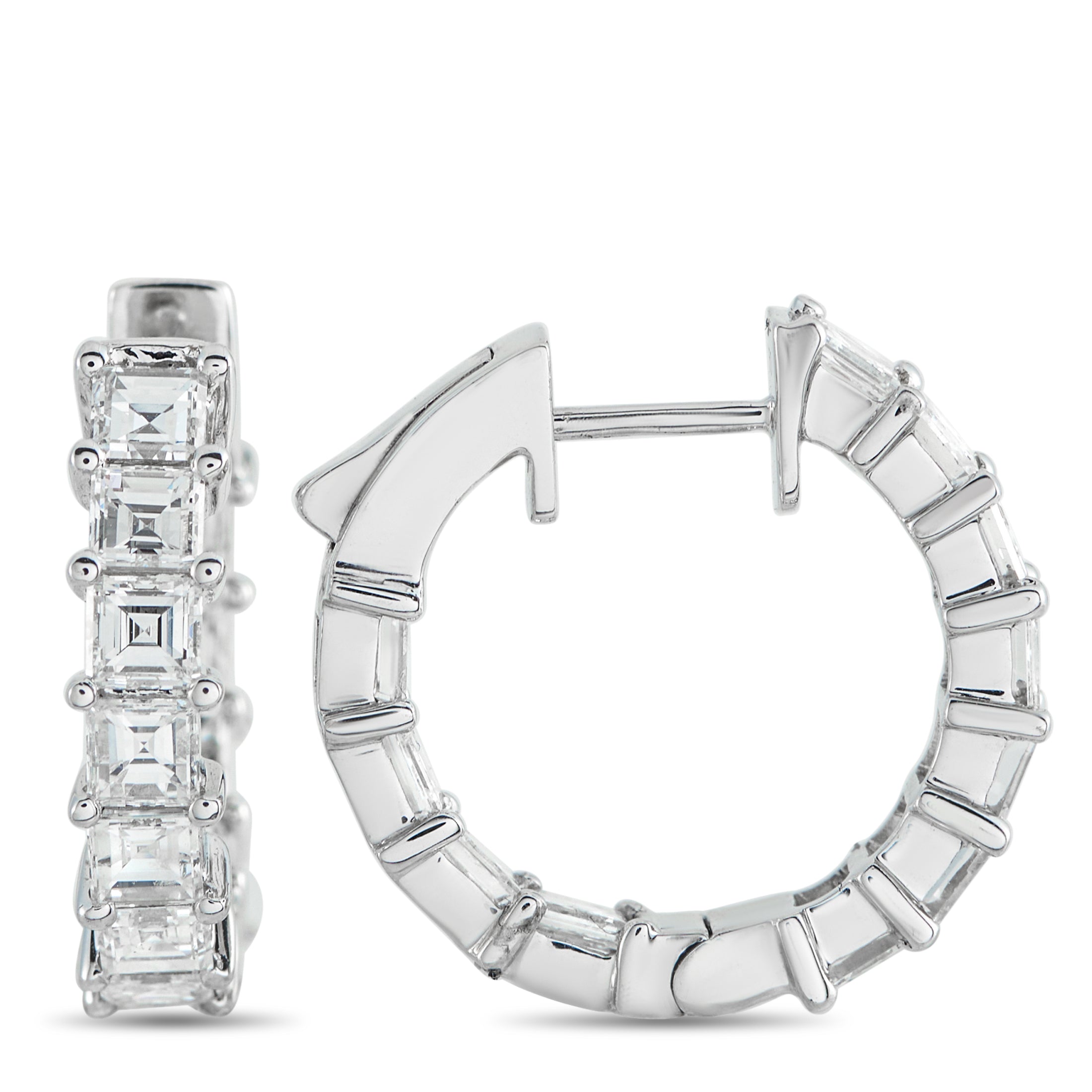 18K White Gold 3.25ct Diamond Inside-Out Hoop Earrings