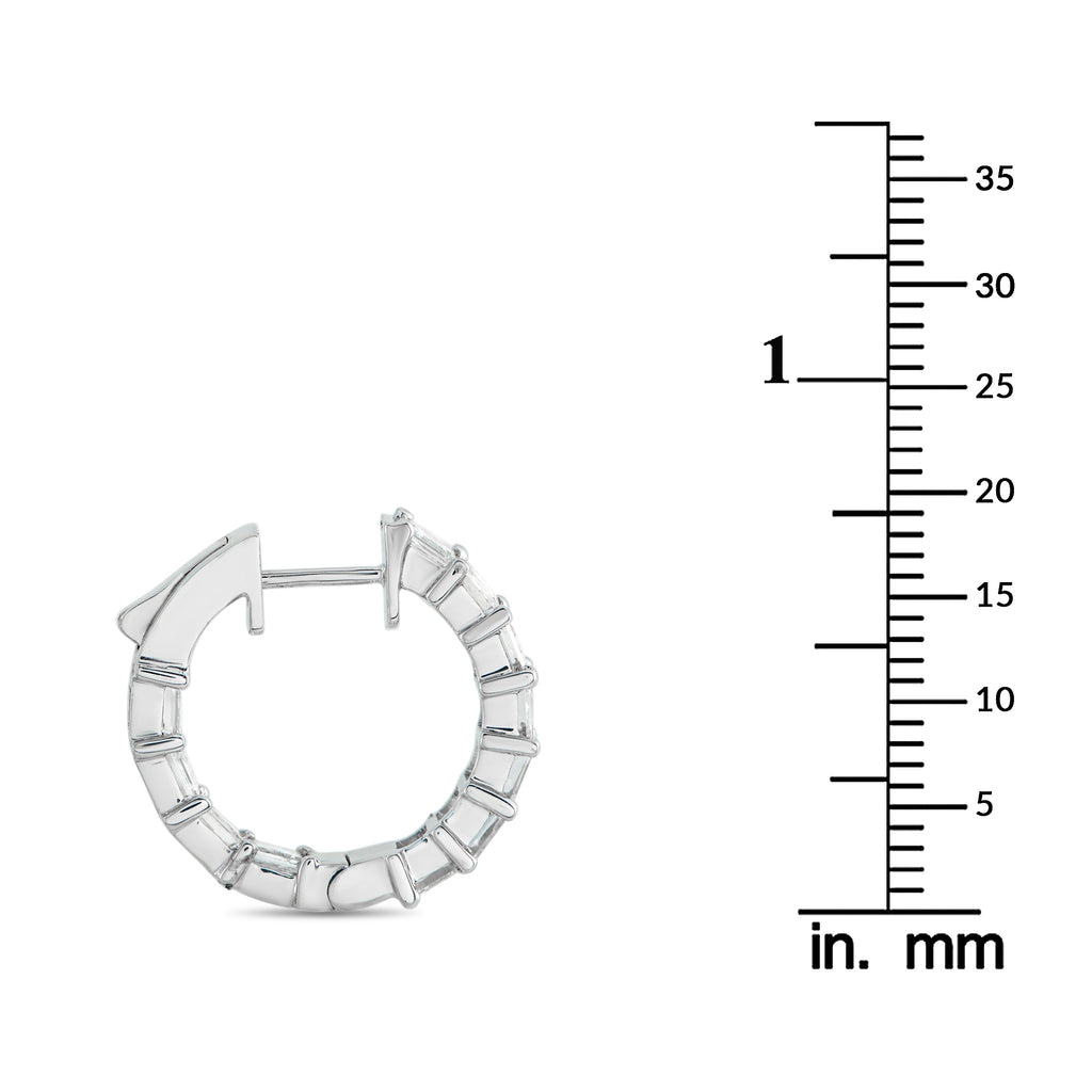 18K White Gold 3.25ct Diamond Inside-Out Hoop Earrings
