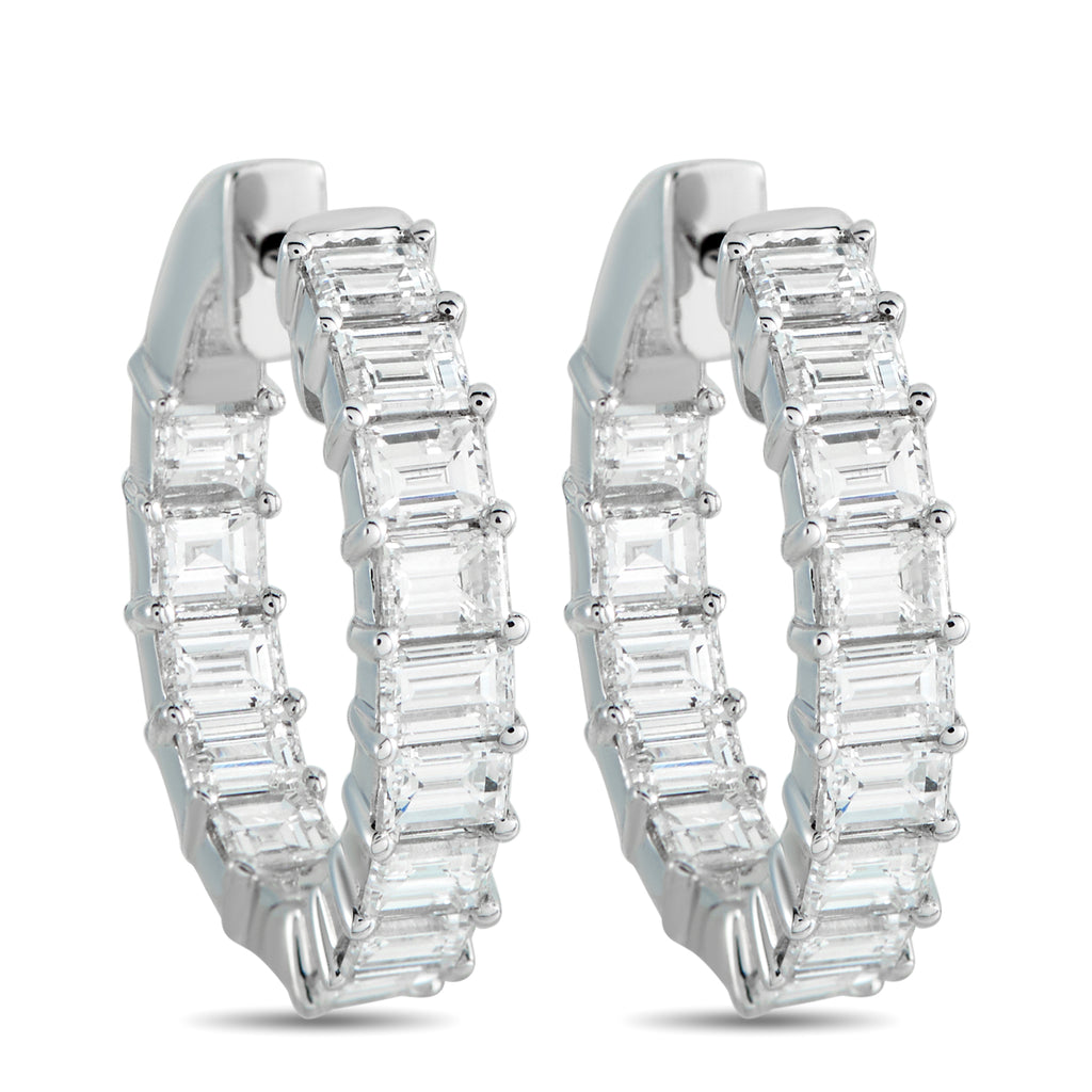 18K White Gold 4.0ct Diamond Inside-Out Hoop Earrings