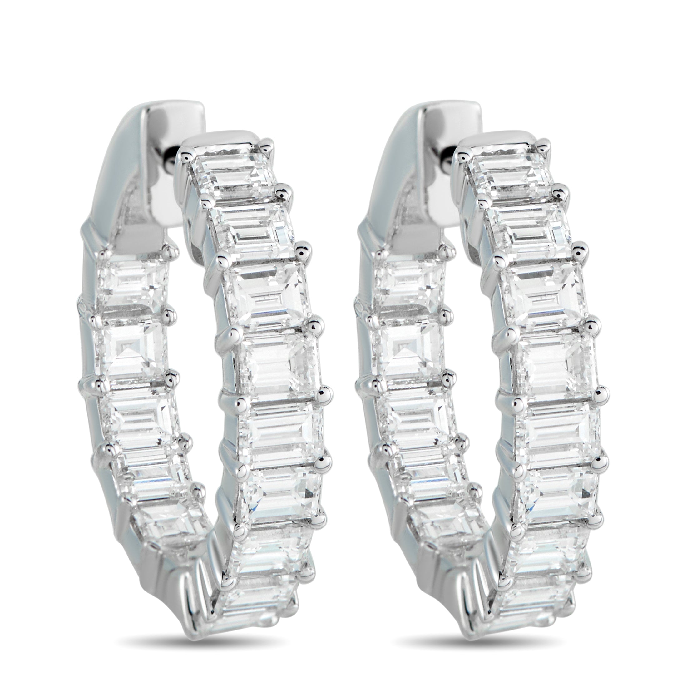 18K White Gold 4.0ct Diamond Inside-Out Hoop Earrings
