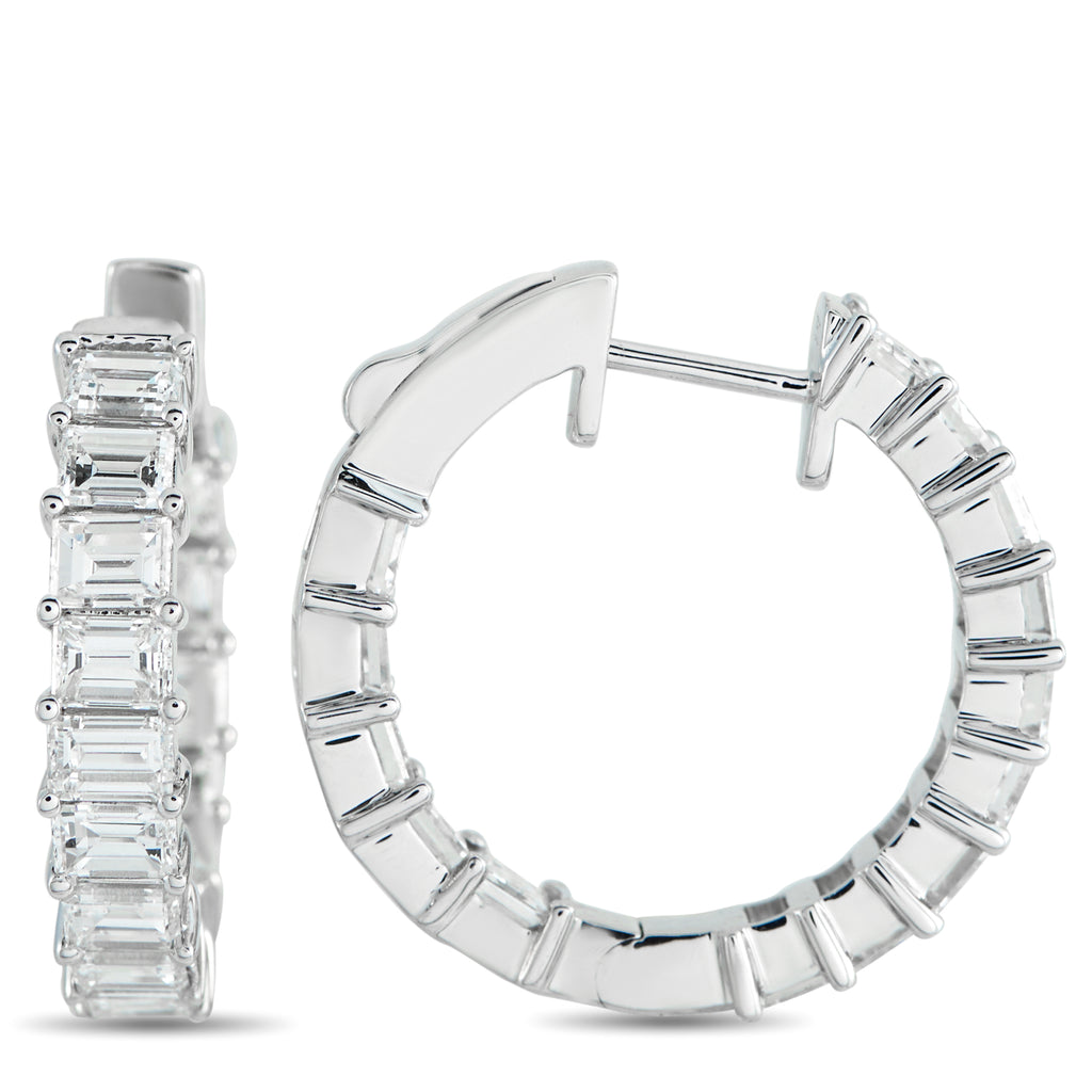 18K White Gold 4.0ct Diamond Inside-Out Hoop Earrings