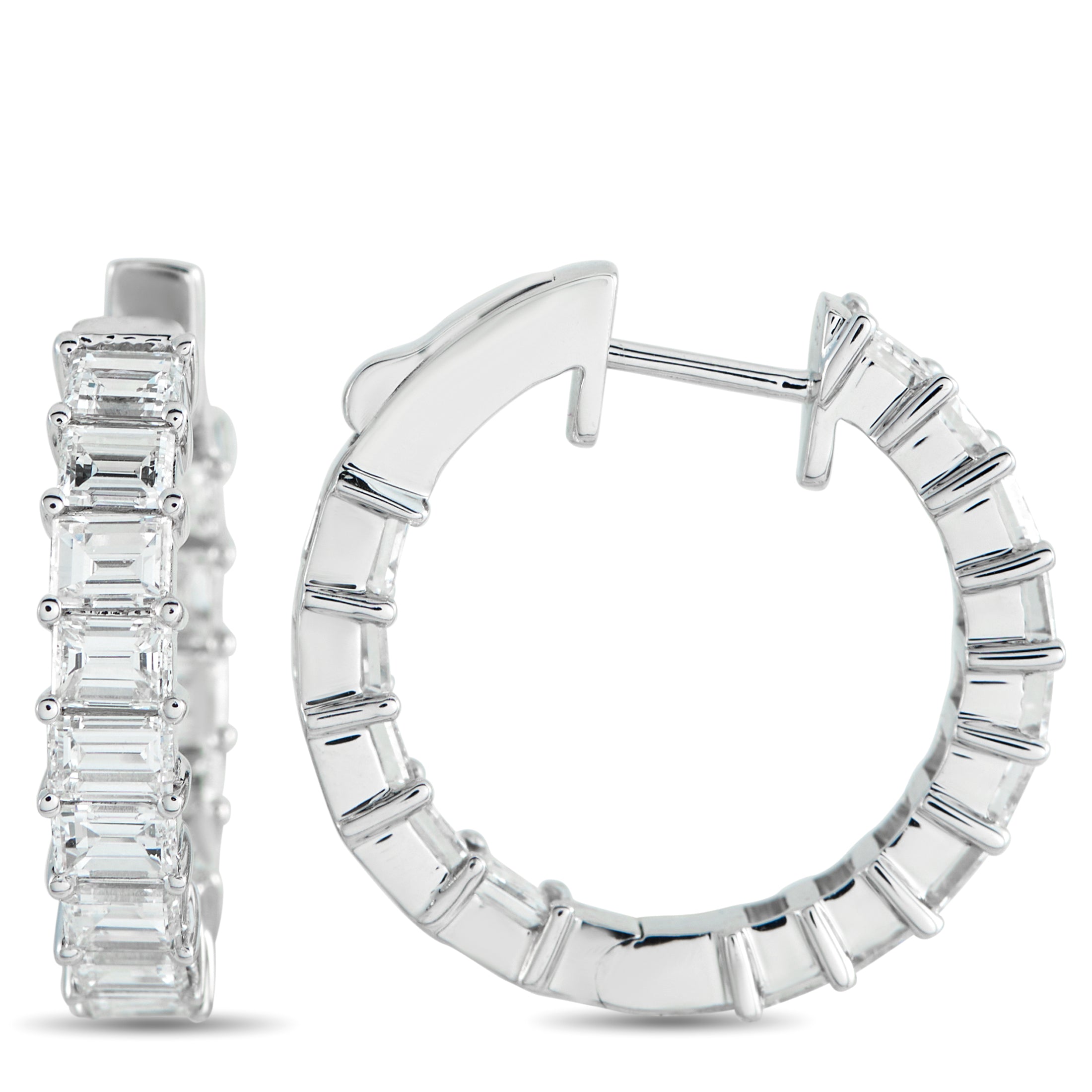 18K White Gold 4.0ct Diamond Inside-Out Hoop Earrings