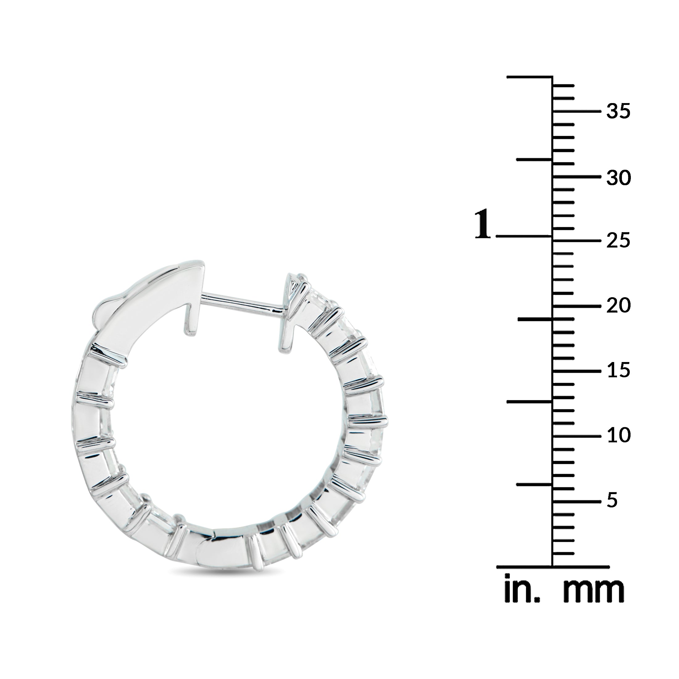 18K White Gold 4.0ct Diamond Inside-Out Hoop Earrings