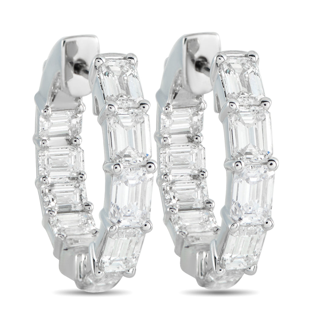 18K White Gold 3.80ct Diamond Inside-Out Hoop Earrings