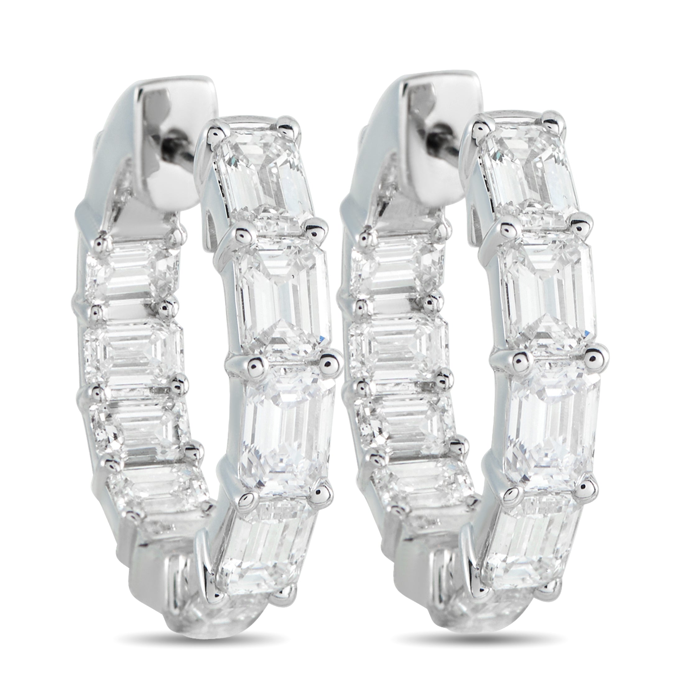 18K White Gold 3.80ct Diamond Inside-Out Hoop Earrings