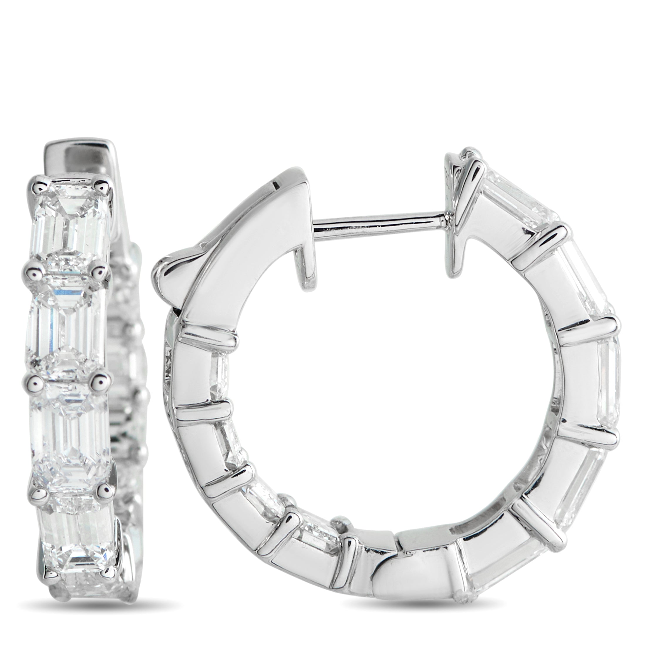 18K White Gold 3.80ct Diamond Inside-Out Hoop Earrings