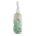 18K white gold pendant with diamond bail and carved jade hulu charm