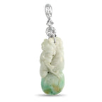 18K White Gold 0.90ct Diamond and Jade Hulu Pendant
