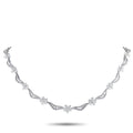 18K white gold diamond necklace with scalloped links and round diamond clusters