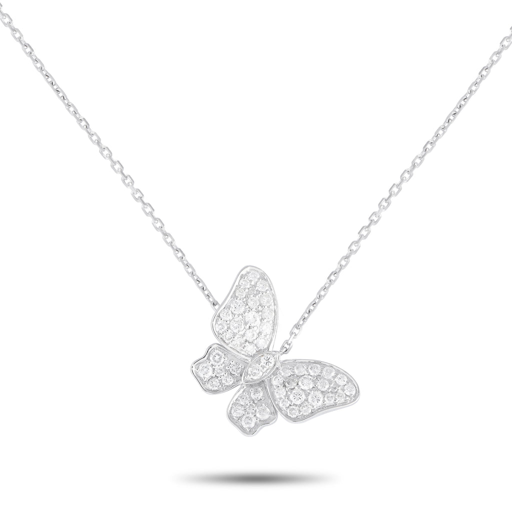 18K White Gold 0.65ct Diamond Butterfly Necklace