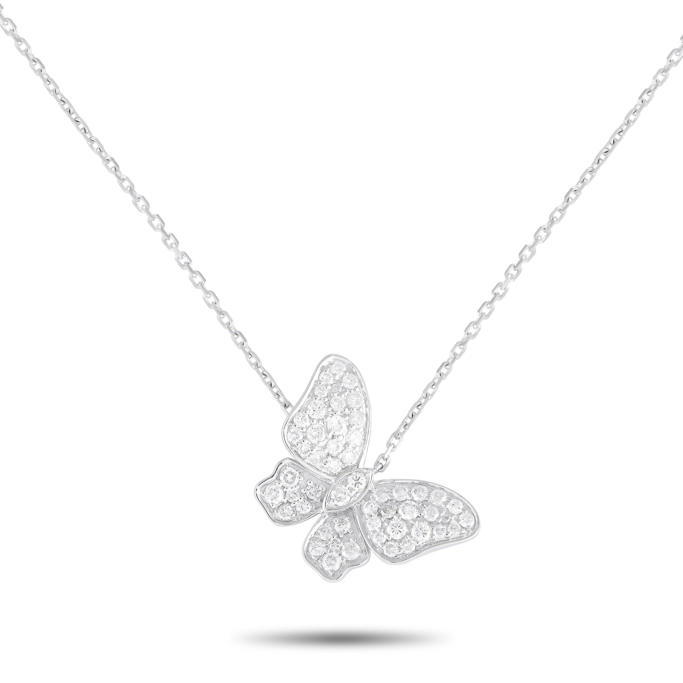 18K White Gold 0.65ct Diamond Butterfly Necklace