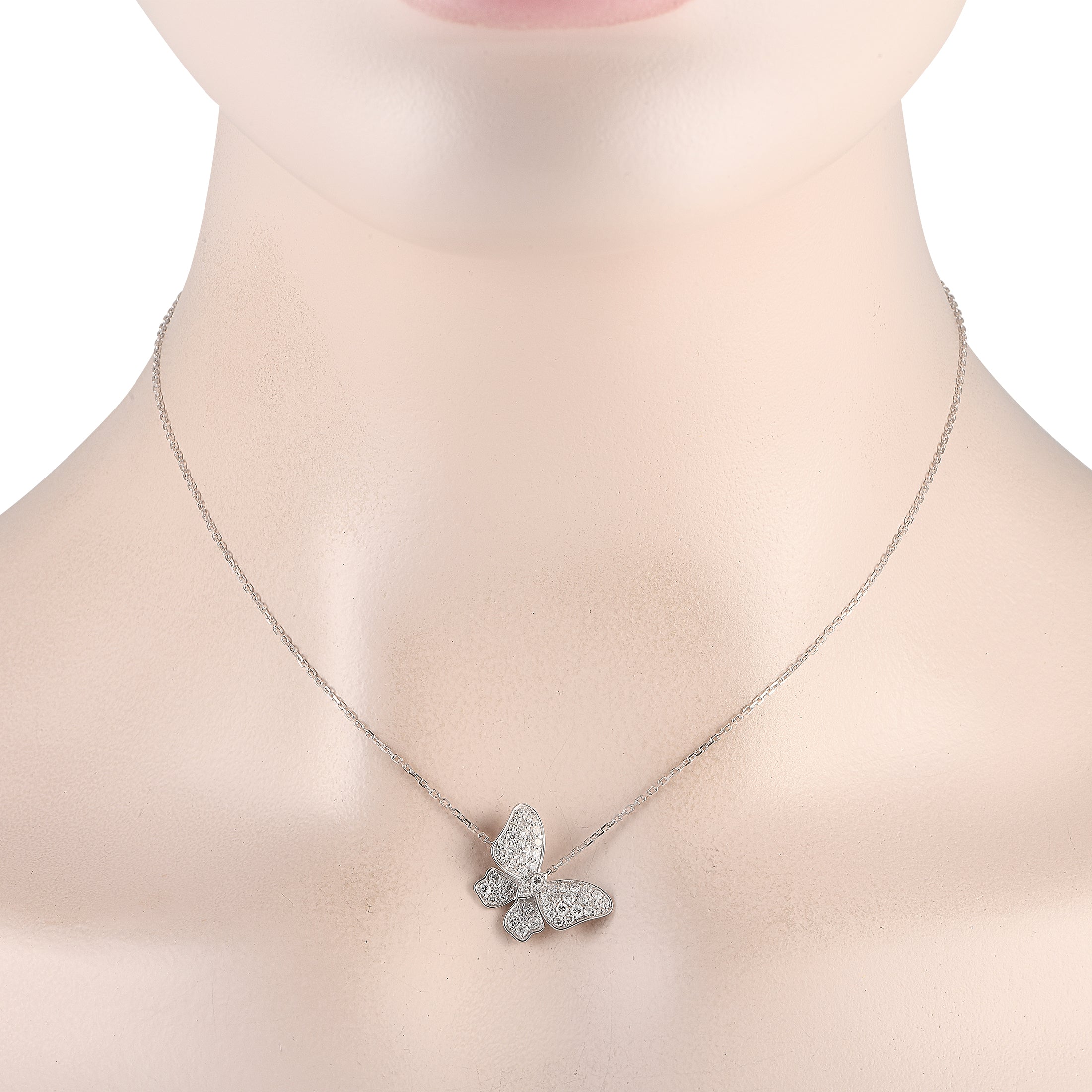 18K White Gold 0.65ct Diamond Butterfly Necklace