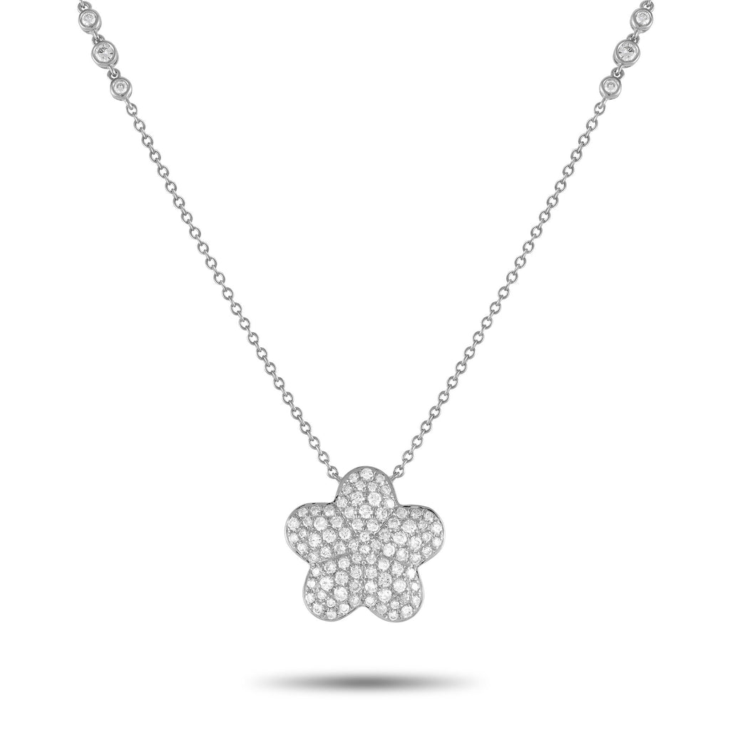 Exclusive 18K White Gold 1.25ct Diamond Pendant Necklace ANK-19702 – This exquisitely crafted necklace will continually capti