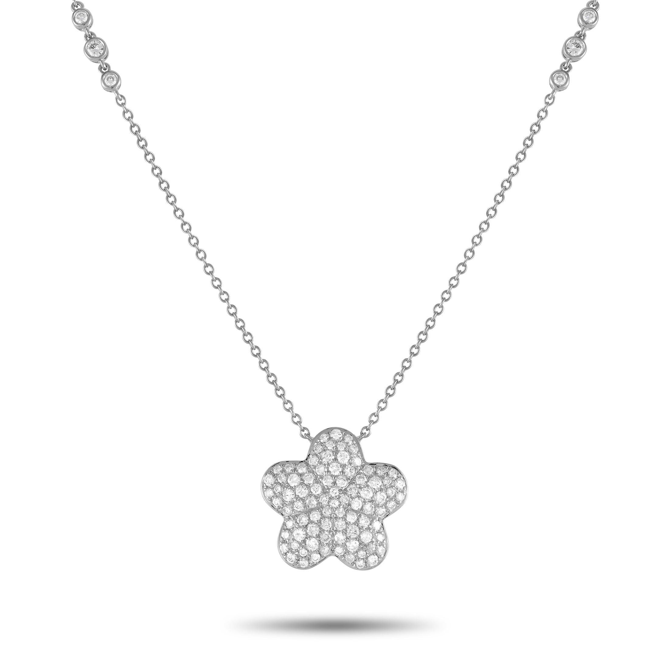 Exclusive 18K White Gold 1.25ct Diamond Pendant Necklace ANK-19702 – This exquisitely crafted necklace will continually capti