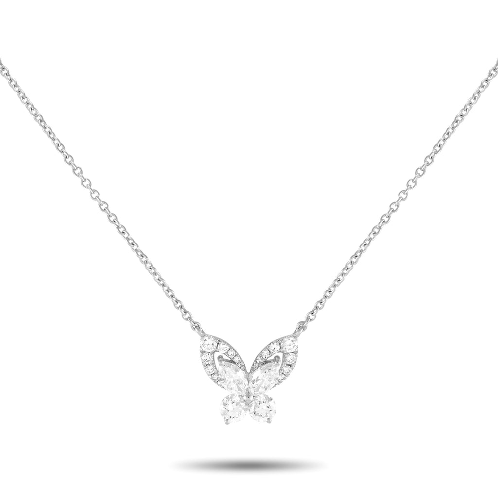 18K White Gold 1.30ct Diamond Butterfly Necklace