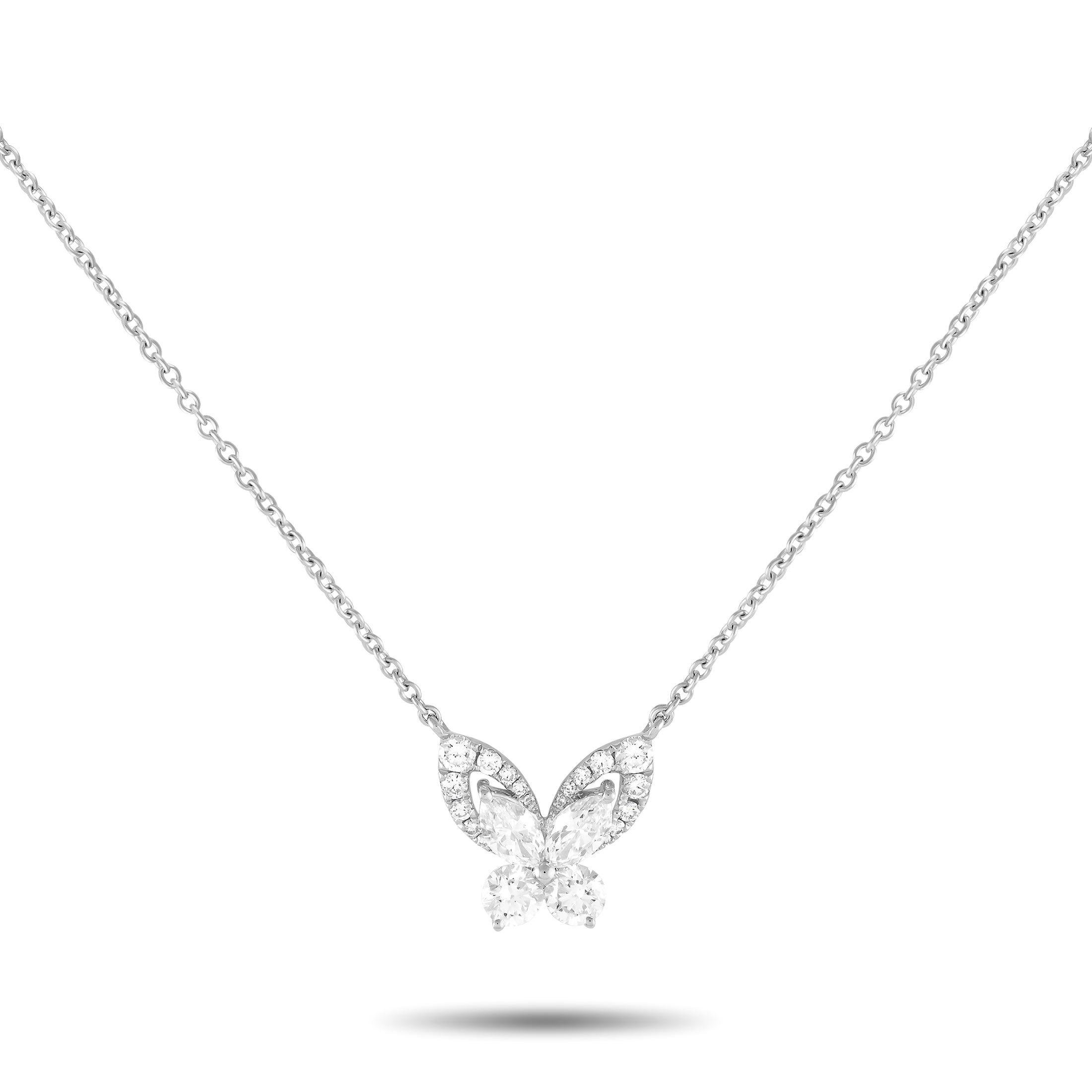 18K White Gold 1.30ct Diamond Butterfly Necklace