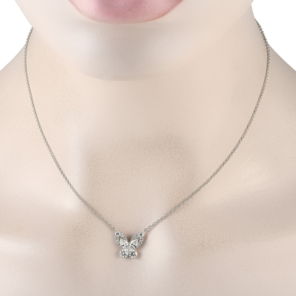 Exclusive 18K White Gold 1.30ct Diamond Butterfly Necklace