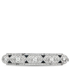 French Antique 18K White Gold 2.0ct Diamond and Onyx Brooch