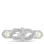 18K White Gold 2.45ct Diamond and Pearl Art Deco Brooch