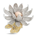18K White Gold 5.84ct Diamond and Conch Pearl Flower Brooch
