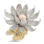 18K White Gold 5.84ct Diamond and Conch Pearl Flower Brooch