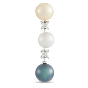 18K White Gold 0.25ct Diamond and Pearl Pendant