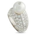 18K White Gold 4.50ct Diamond and Pearl Ring
