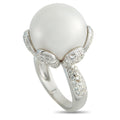 18K White Gold 1.38ct Diamond and Pearl Ring