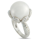 18K White Gold 1.38ct Diamond and Pearl Ring