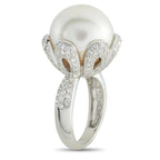 18K White Gold 1.38ct Diamond and Pearl Ring