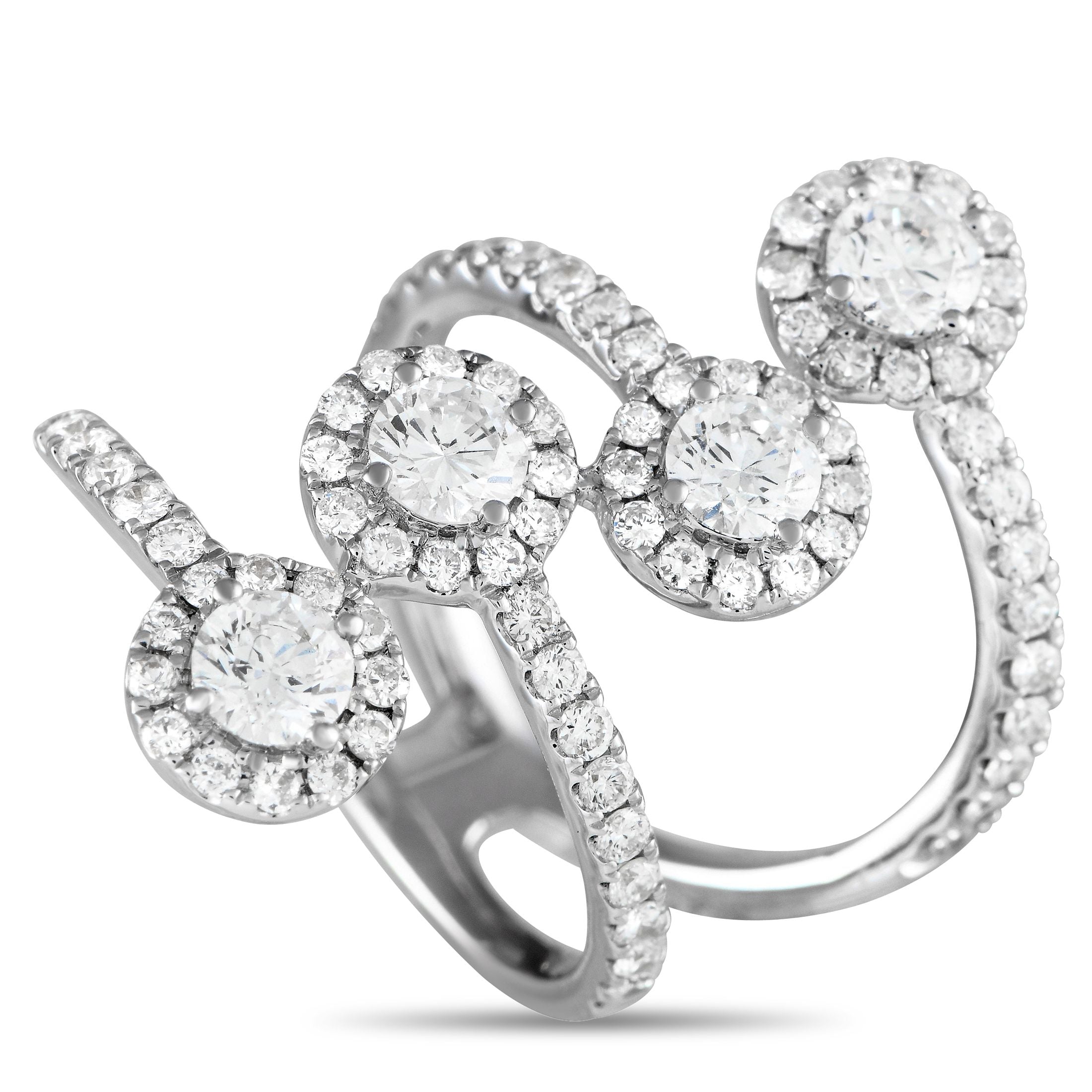 Exclusive 18K White Gold 2.20ct Diamond Ring ALR-19679 – A dynamic design makes this luxury ring delightfully unexpected