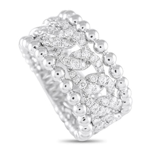 18K White Gold 0.80ct Diamond Beaded Openwork Ring