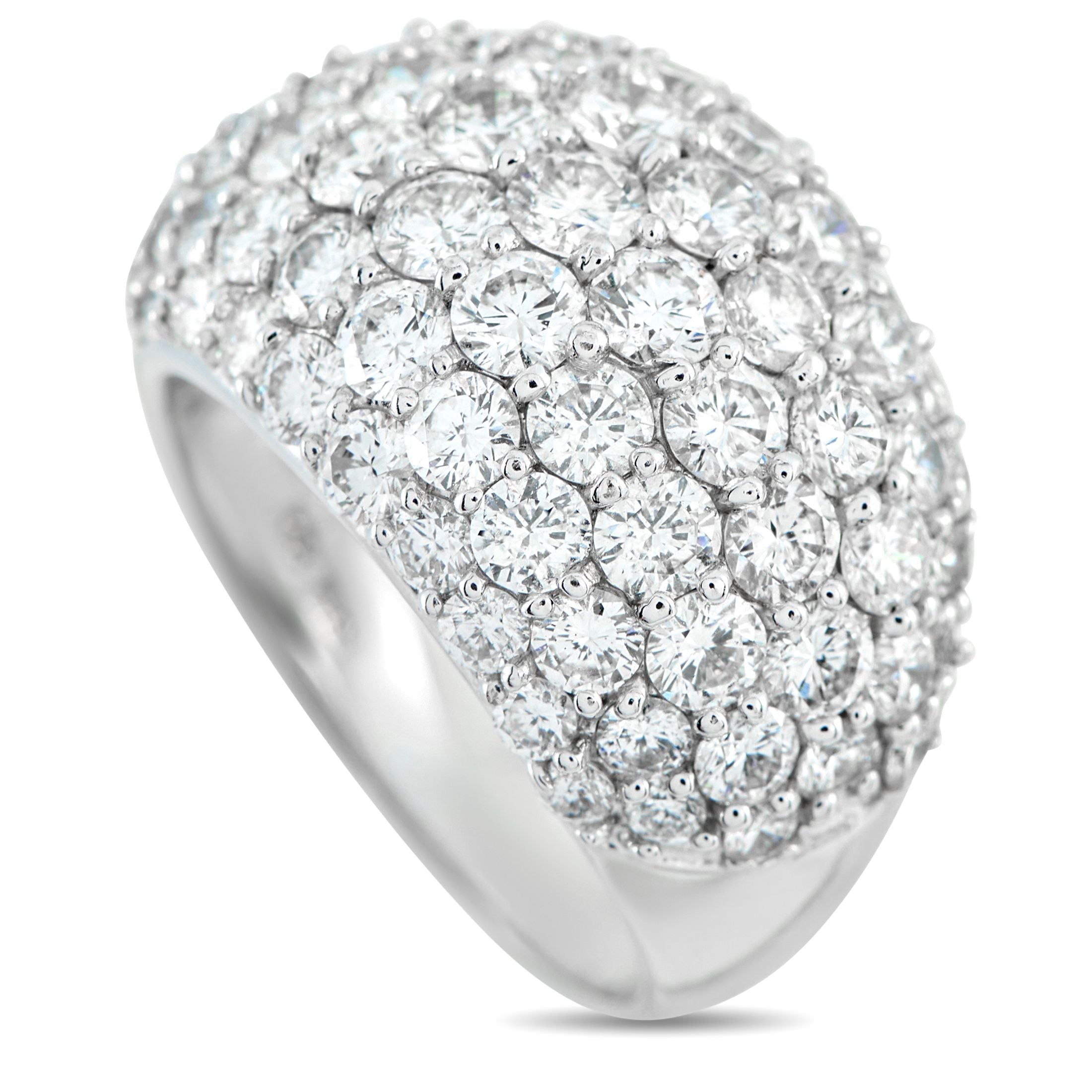 Exclusive 18K White Gold 4.0ct Diamond Pave Dome Ring MF43-101725 – Bold yet easy to wear, this is the kind of ring that turn