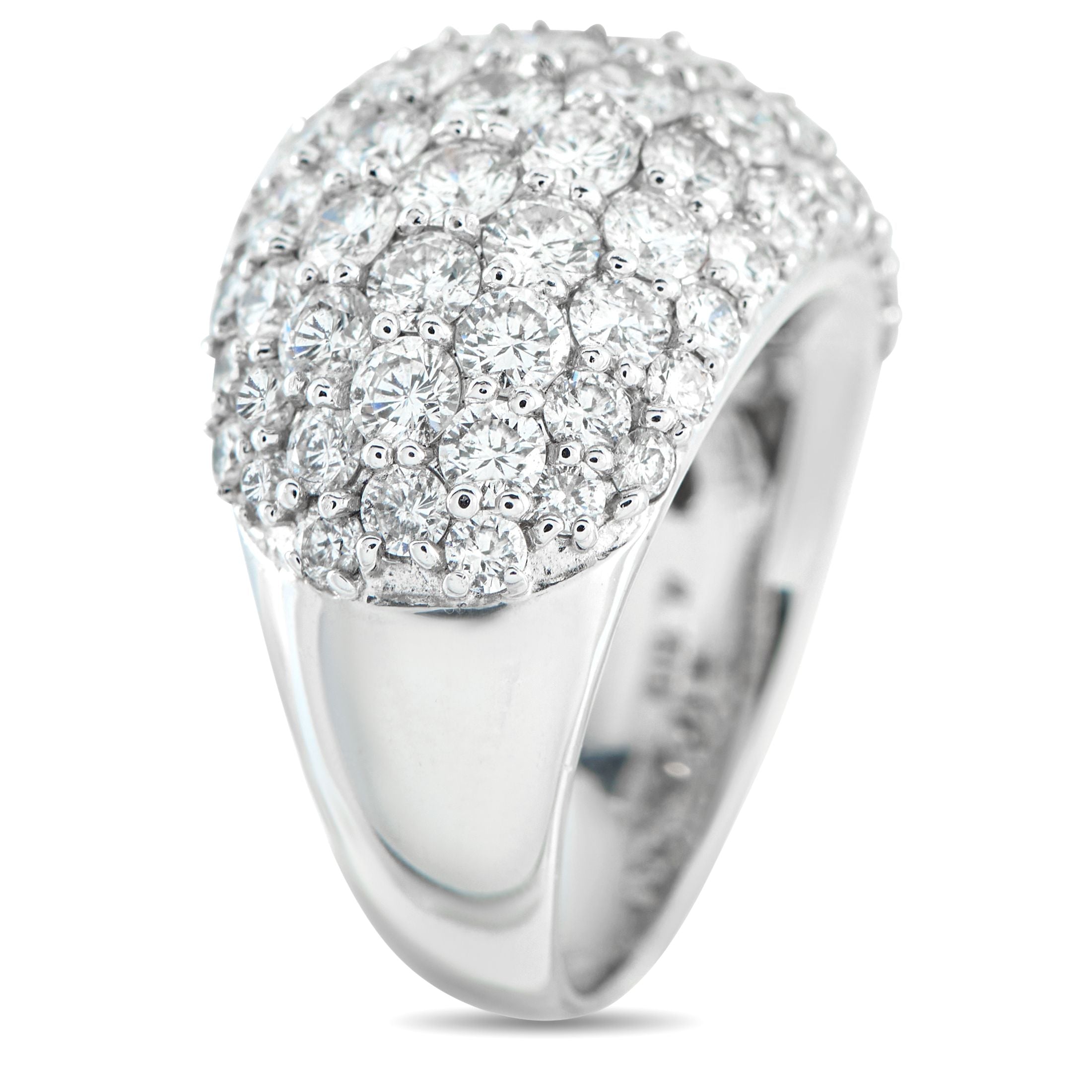Exclusive 18K White Gold 4.0ct Diamond Pave Dome Ring
