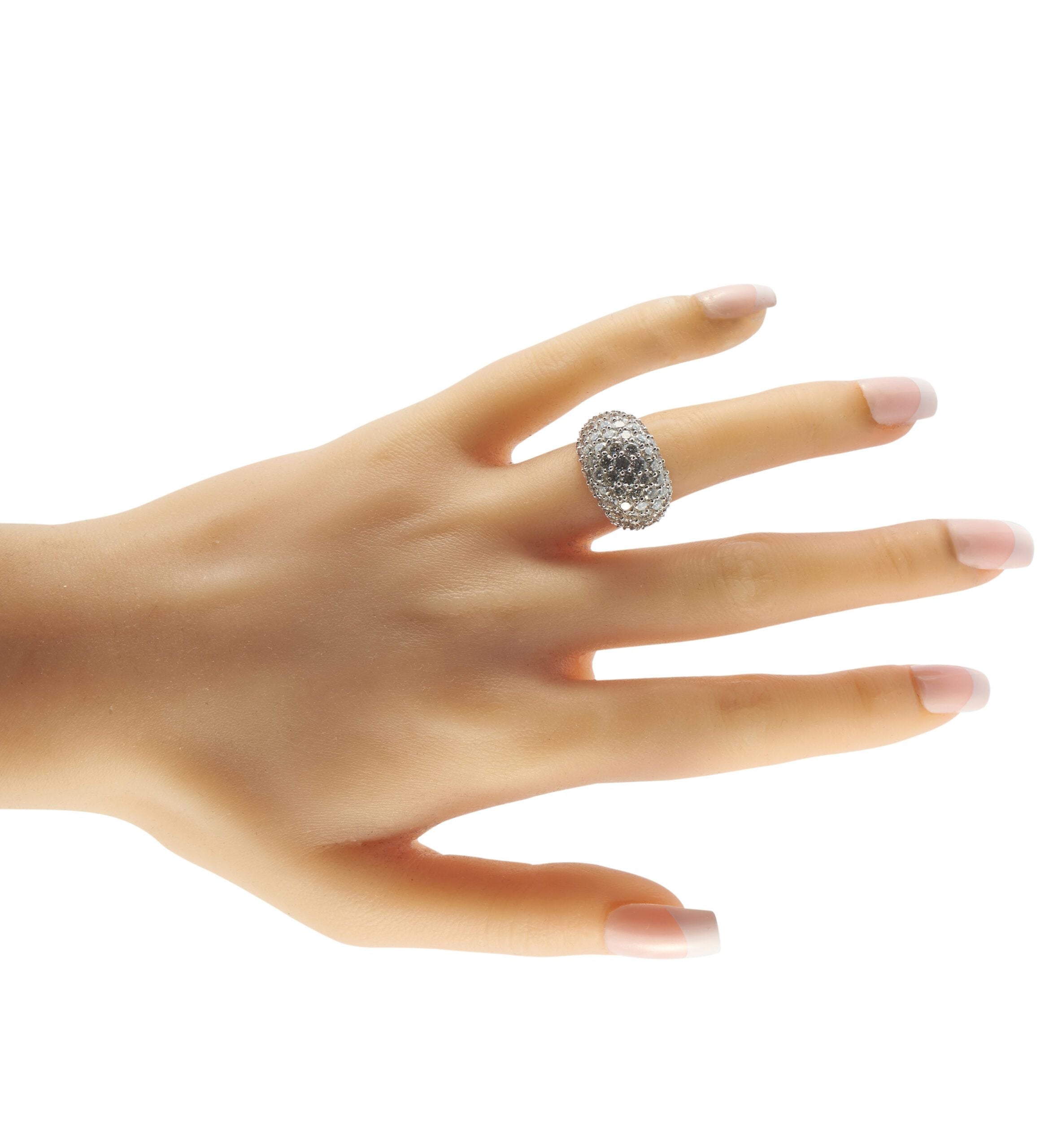 Exclusive 18K White Gold 4.0ct Diamond Pave Dome Ring