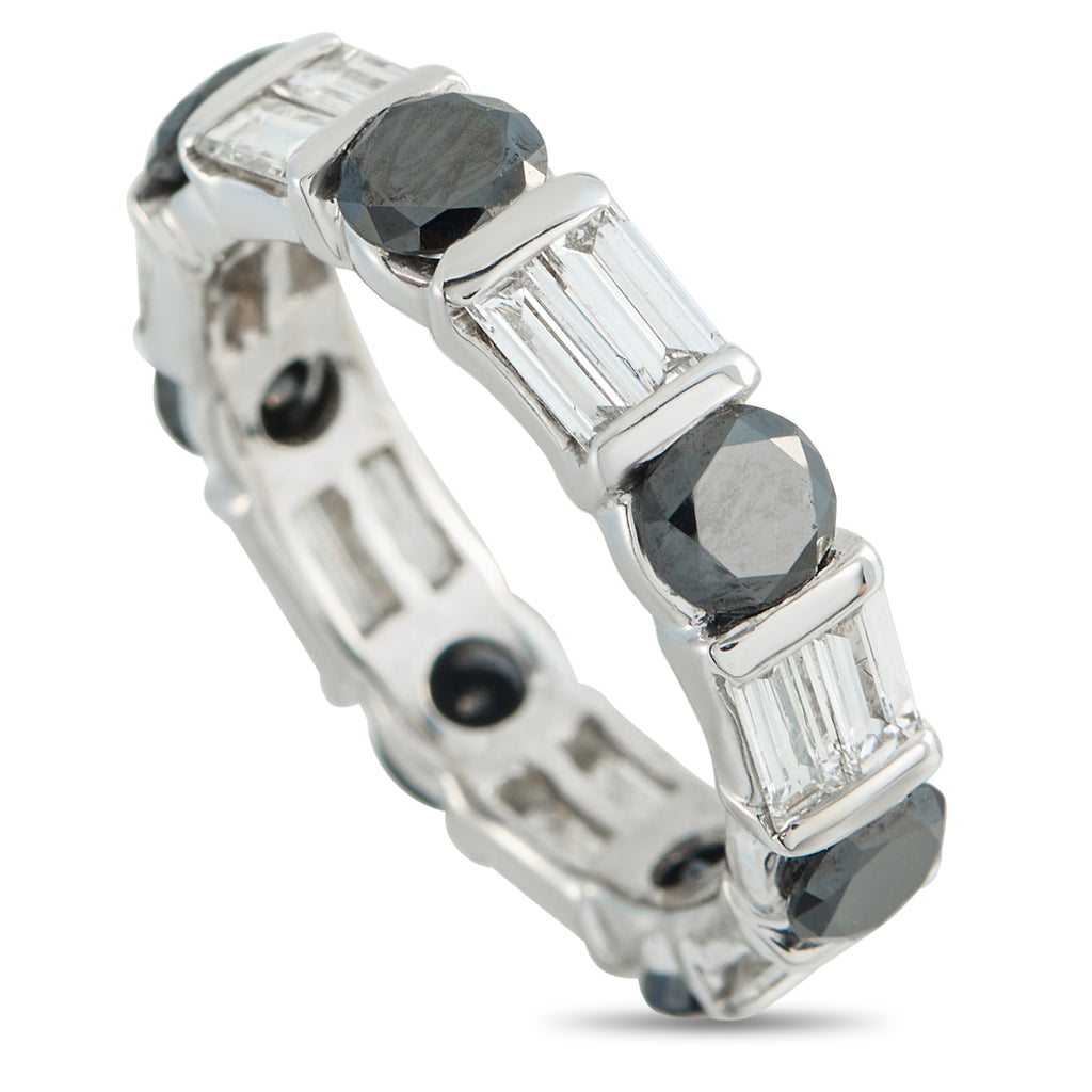 18K White Gold 1.75ct Diamond and 1.75ct Blue Diamond Ring