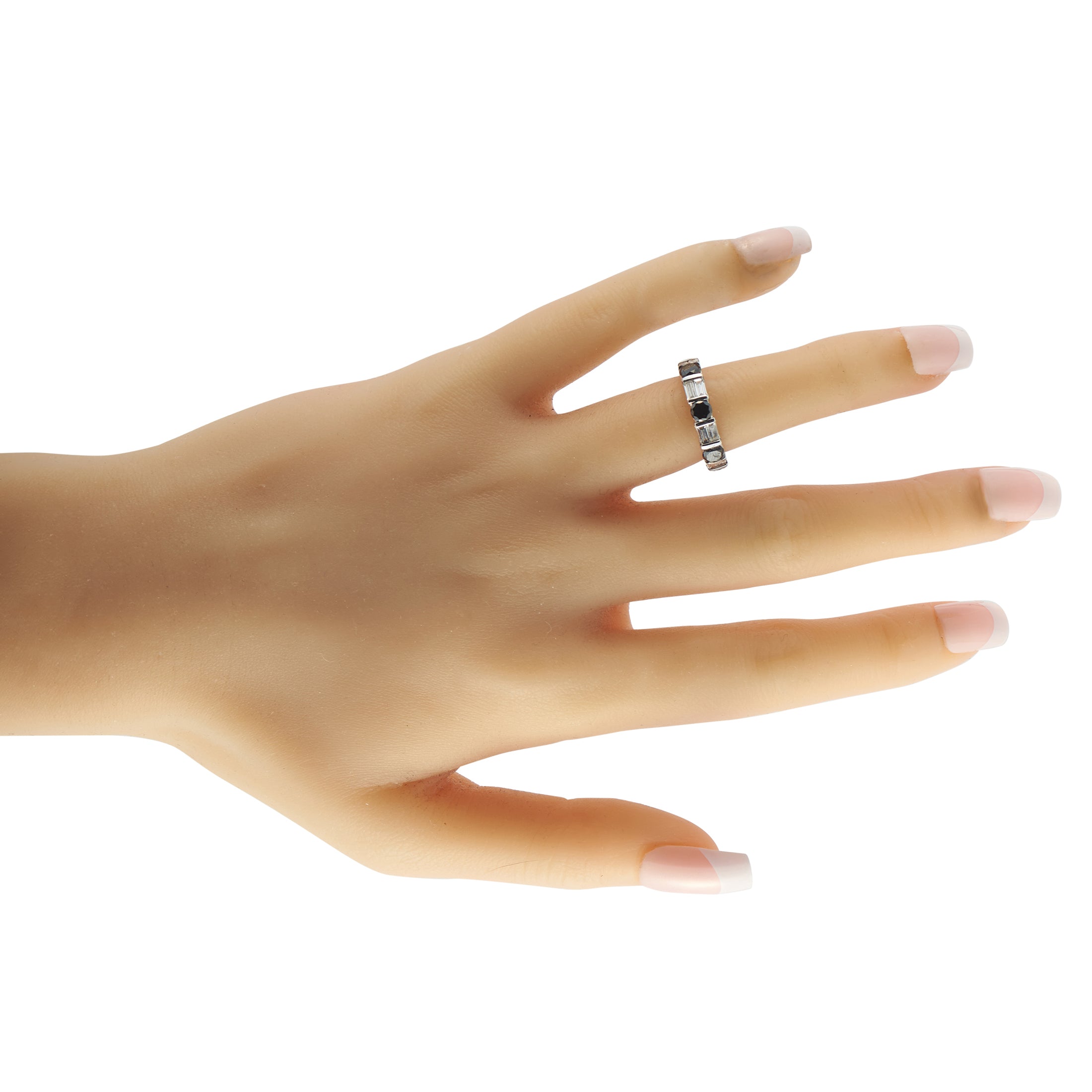 18K White Gold 1.75ct Diamond and 1.75ct Blue Diamond Ring
