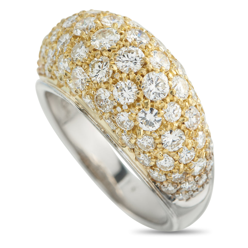 18K White and Yellow Gold 1.40ct Diamond Dome Ring