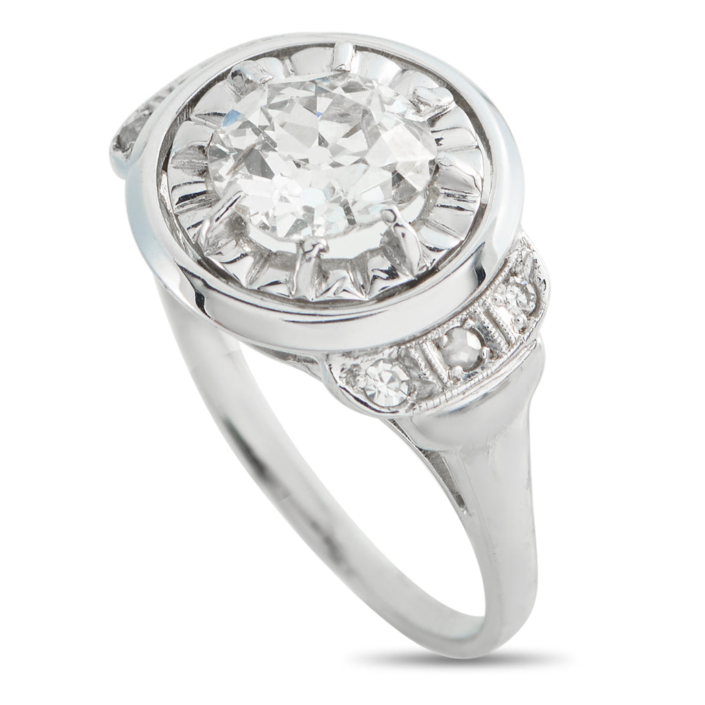 18K White Gold 1.10ct Diamond Art Deco Ring