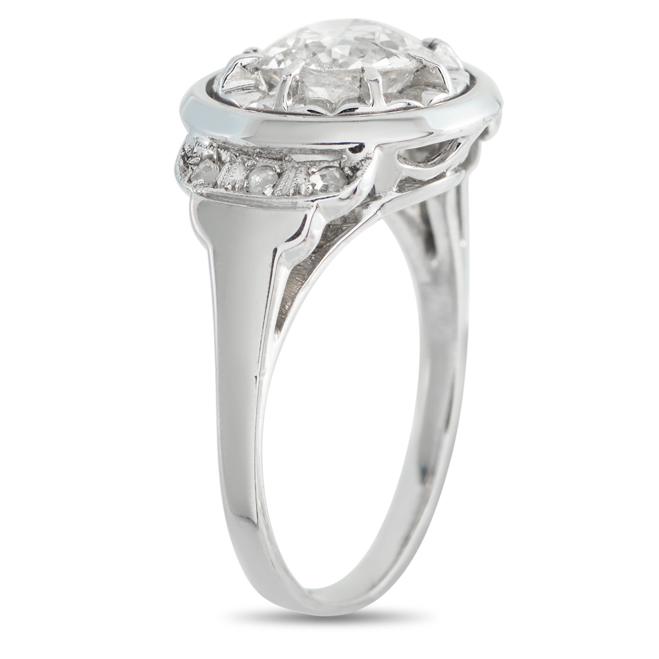 18K White Gold 1.10ct Diamond Art Deco Ring