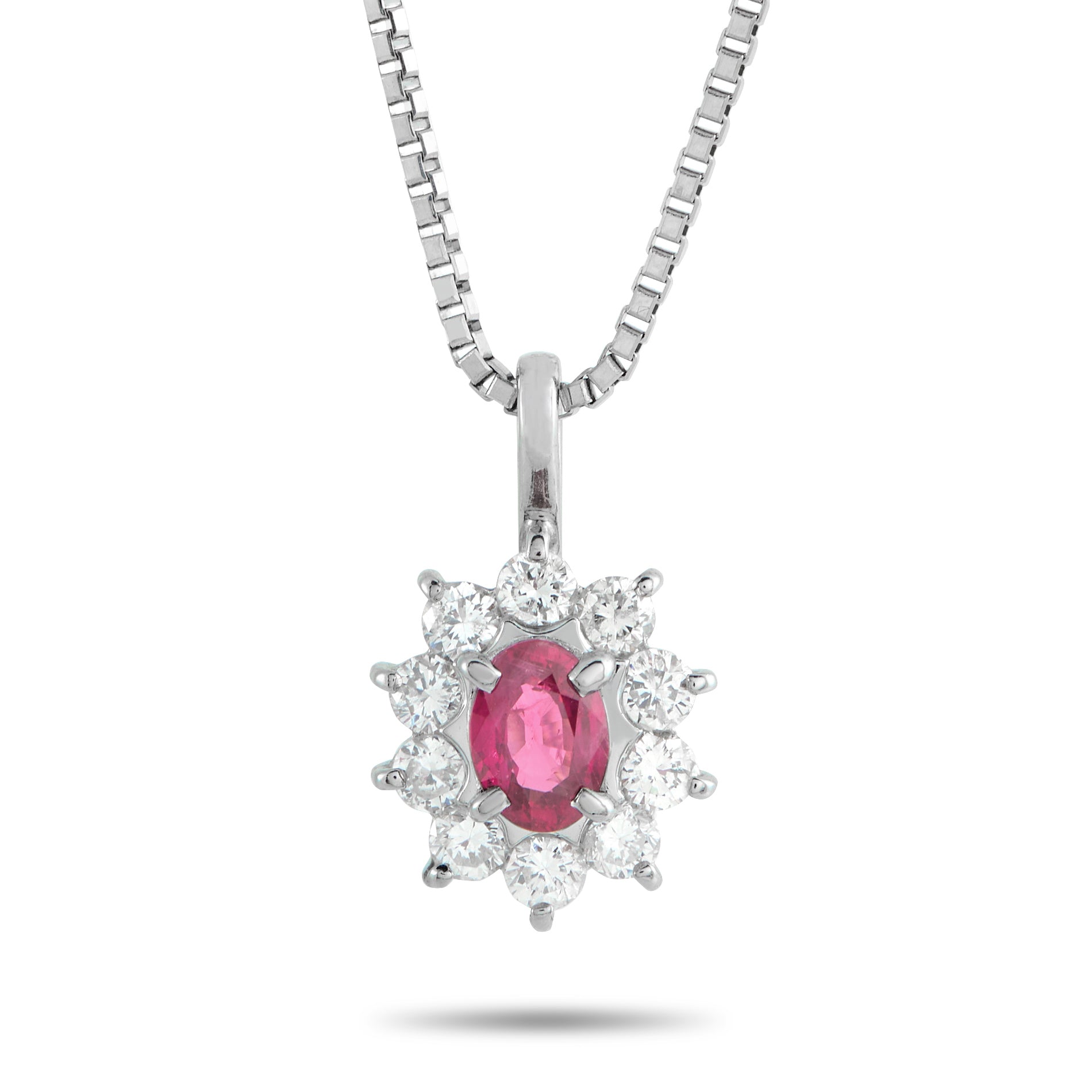 Platinum 0.48ct Diamond and Ruby Pendant