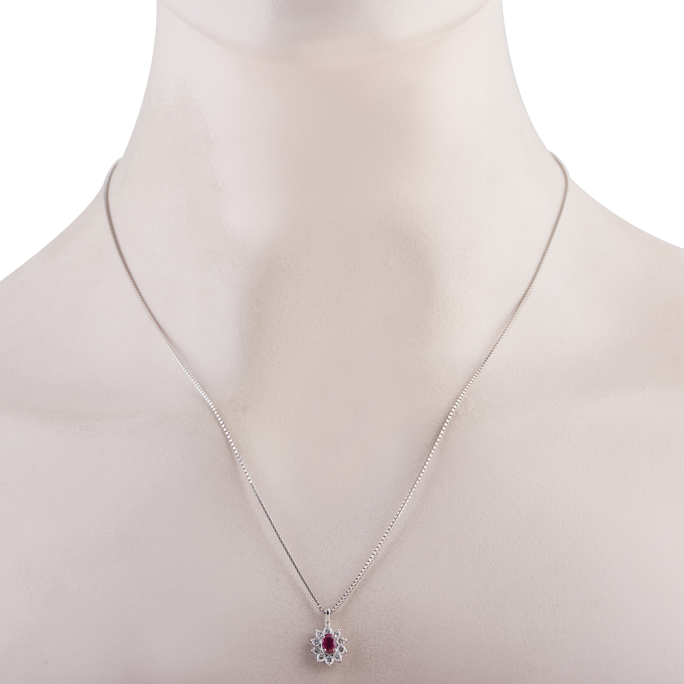 Platinum 0.48ct Diamond and Ruby Pendant