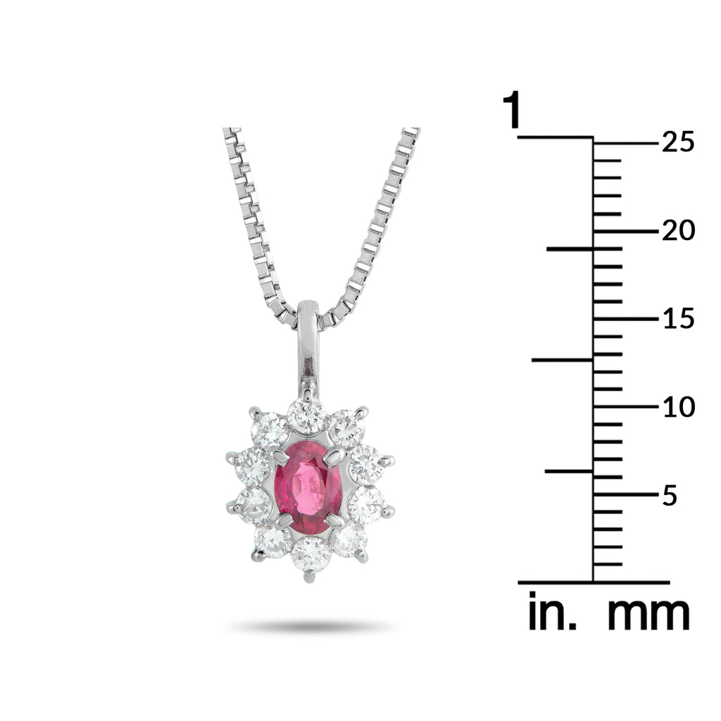 Platinum 0.48ct Diamond and Ruby Pendant