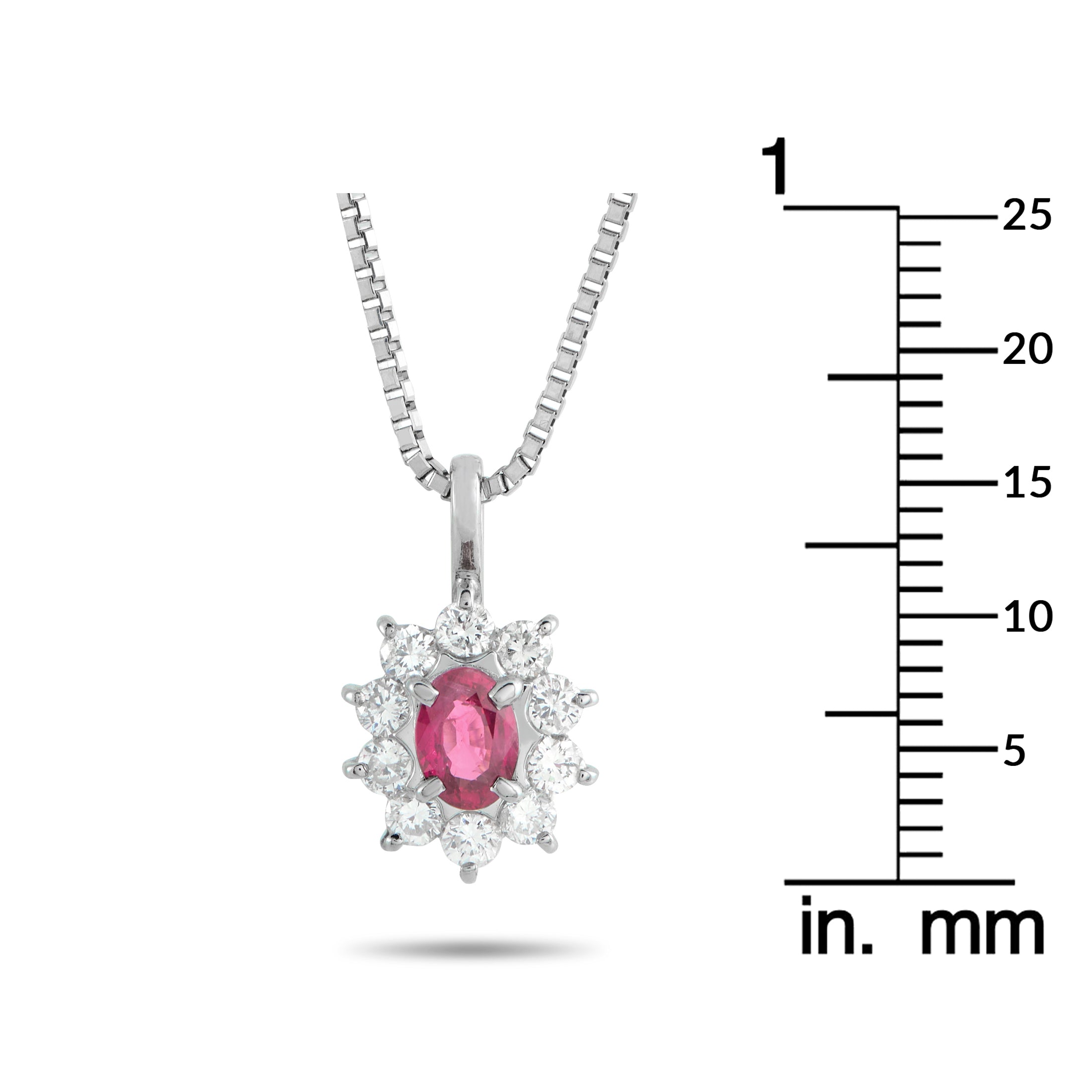 Platinum 0.48ct Diamond and Ruby Pendant
