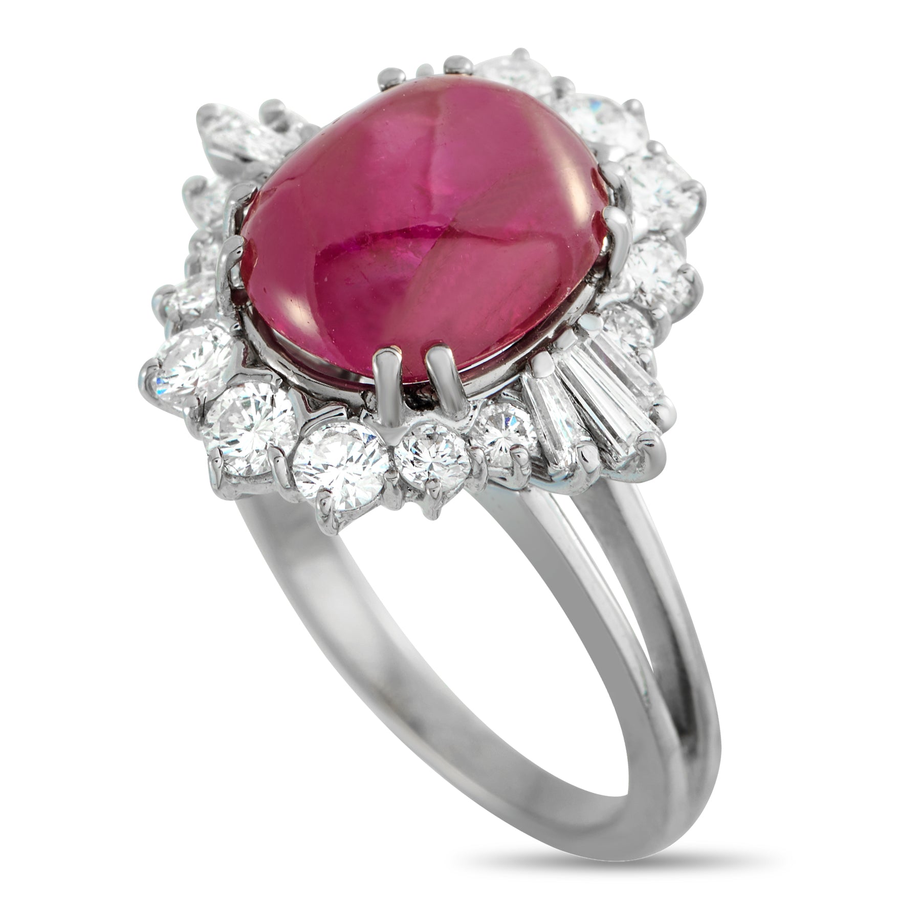 18K White Gold 1.0ct Diamond and Ruby Ring