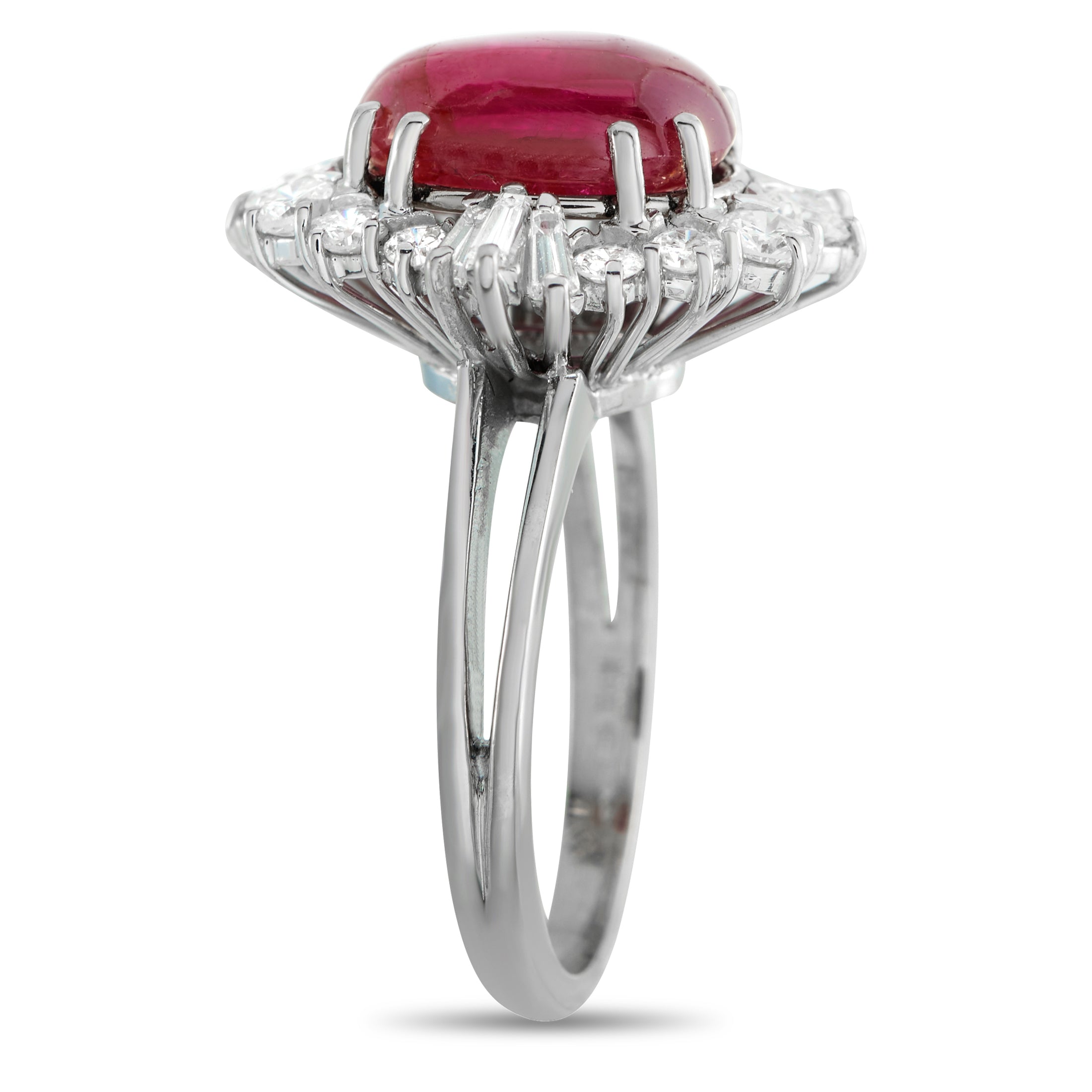 18K White Gold 1.0ct Diamond and Ruby Ring